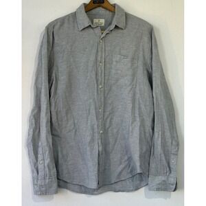 Mutual Weave Button Down Shirt Long Sleeve Mens Medium Blue Excellent